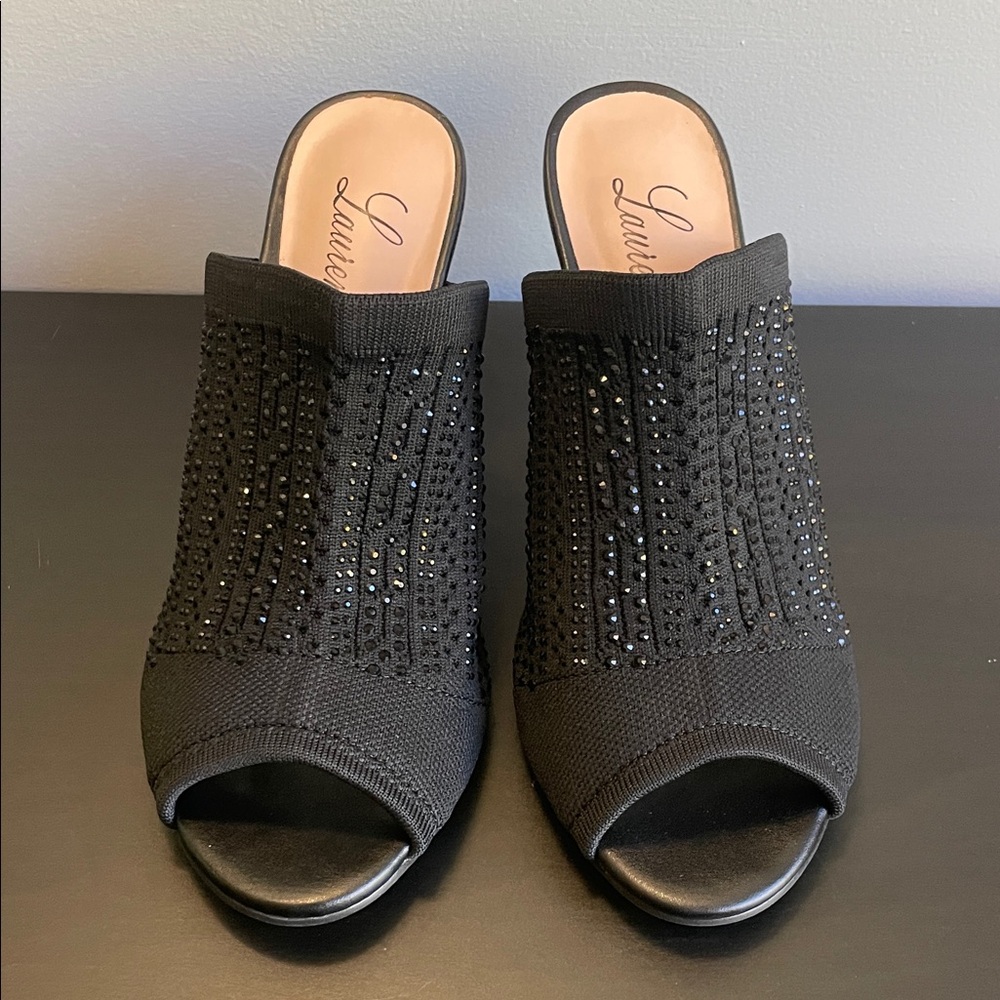 Black Rhinestone Mules - Picture 2 of 8